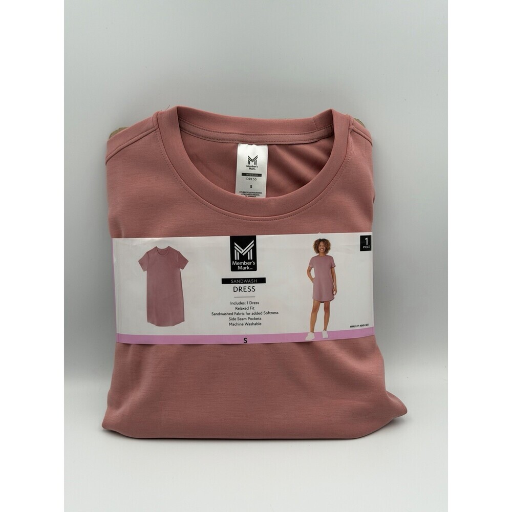 NEW Member's Mark Sandwash Dress Women's SIZE Small Pink Relaxed Fit